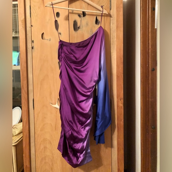 Asymmetrical multicolor silk gown - Picture 2 of 7